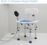 New in box! Retails $65+ LandTale Shower Stool with Backrest Heavy Duty 500lbs Tool-Free Assembly Non-Slip Sturdy Height Adjustable Narrow Bath Chair for Seniors Elderly