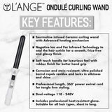 New Retails $69, L'ange Ondule 25mm Tourmaline Ceramic Curling Wand with heat glove WHITE! CREATE ROMANTIC PRINCESS CURLS