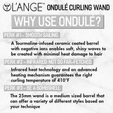 New Retails $69, L'ange Ondule 25mm Tourmaline Ceramic Curling Wand with heat glove WHITE! CREATE ROMANTIC PRINCESS CURLS