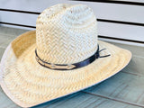 New Hand Woven in Canada Lanning Hat, quality workmanship, Unisex! Natural with leather accent