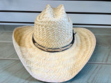 New Hand Woven in Canada Lanning Hat, quality workmanship, Unisex! Natural with leather accent