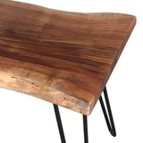 Retails $315+ ASSEMBLED 48 Inch Long Lareese Alaterre Furniture Live Edge Wood Bench - Natural Acacia Wood Top with Metal Hairpin Legs