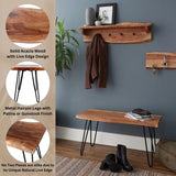 Retails $315+ ASSEMBLED 48 Inch Long Lareese Alaterre Furniture Live Edge Wood Bench - Natural Acacia Wood Top with Metal Hairpin Legs