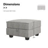 New 25.6" Wide Square Standard Ottoman with Storage in Grey, we have 2 matching storage chairs on auction right now with same fabric, same colour! Retails $265+