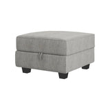 New 25.6" Wide Square Standard Ottoman with Storage in Grey, we have 2 matching storage chairs on auction right now with same fabric, same colour! Retails $265+