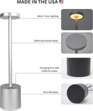 New Led Table Lamp Rechargeable Touch Dimming Night Light Hotel Living Room Beside Bedroom Decor 3 Color Desk Reading Lamp Silver
