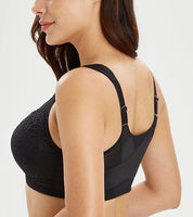 New Lemorosy Full Coverage Front Closure Posture Bra Wirefree Unpadded Back Support Bra in Black Sz 42DD
