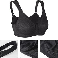 New Lemorosy Full Coverage Front Closure Posture Bra Wirefree Unpadded Back Support Bra in Black Sz 42DD