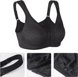 New Lemorosy Full Coverage Front Closure Posture Bra Wirefree Unpadded Back Support Bra in Black Sz 42DD