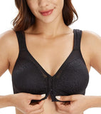 New Lemorosy Full Coverage Front Closure Posture Bra Wirefree Unpadded Back Support Bra in Black Sz 42DD