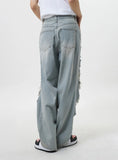 New Lewkin Ripped Baggy Jeans Light Blue Wash Fits like a Large, Womens