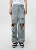 New Lewkin Ripped Baggy Jeans Light Blue Wash Fits like a Large, Womens