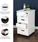 New Assembled Linon Home Decor 25" High Solid Wood Corinne Six Drawer Storage, White Wash Rolling Cart