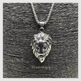New Lion Head Pendant King Power Men Necklace Perfect for Hip-Hop Punk Biker look.