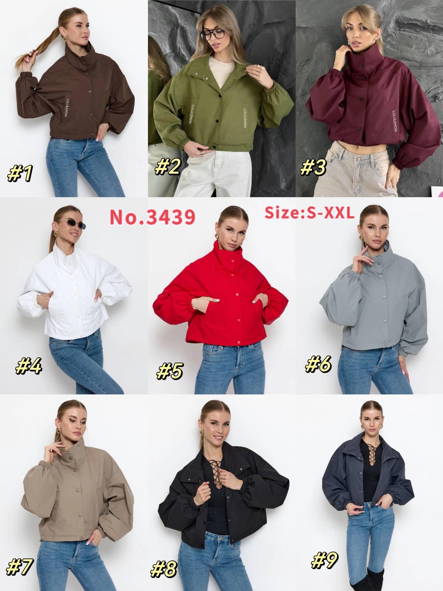 Lulu jacket No.343914 9 colors Size S-XXL $55 Tax included