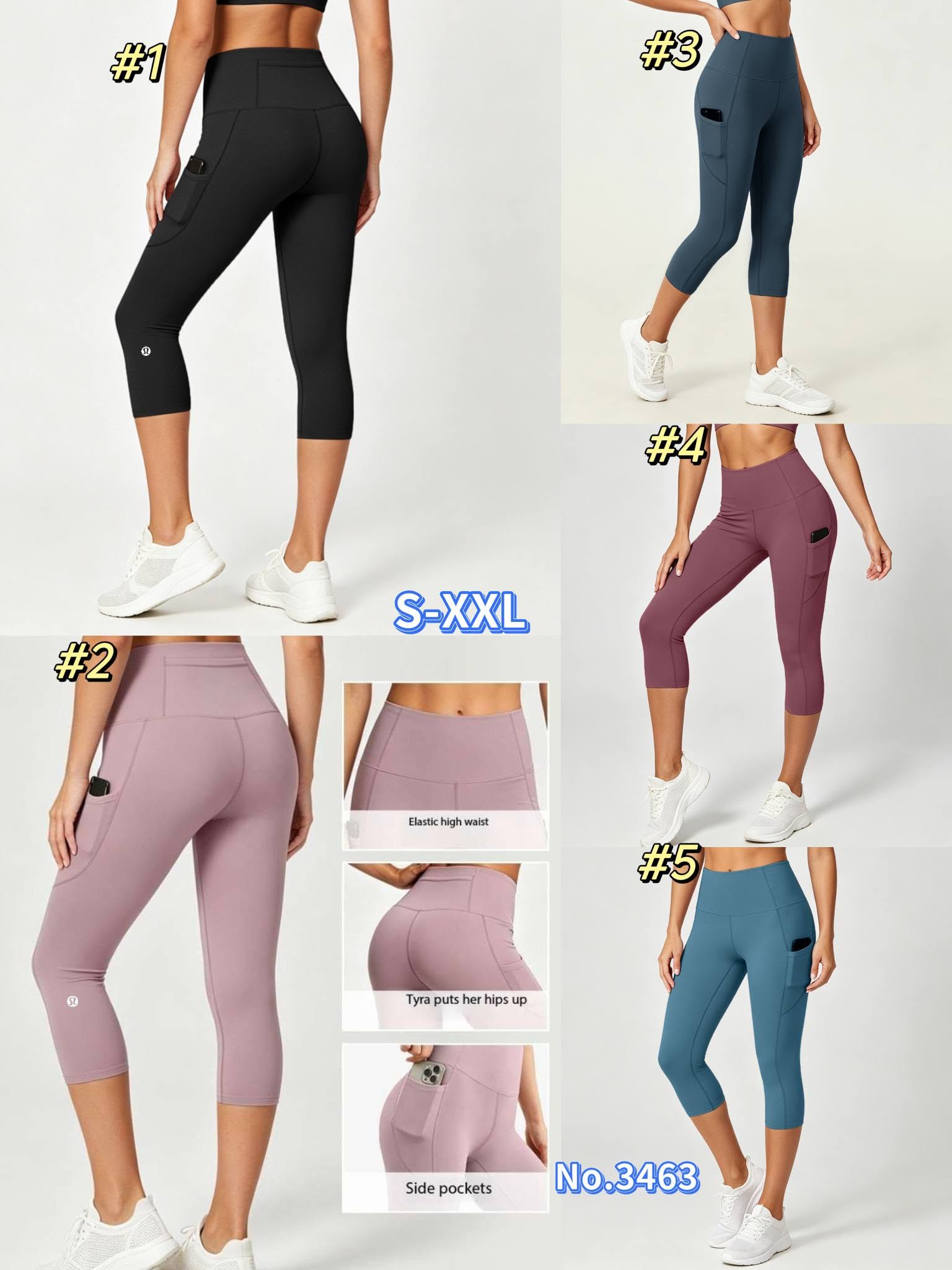 LULU capris No.346310 5 colors Size S-XXL Tax included