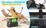 New LuLu Inspired Extra Large Beach Tote Bag - Lightweight Beach Toys Bag with Pockets & zippered interior plastic pouch to protect your phone, bills from water & sand! GREY