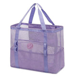 New LuLu Inspired Extra Large Beach Tote Bag - Lightweight Beach Toys Bag with Pockets & zippered interior plastic pouch to protect your phone, bills from water & sand! PURPLE