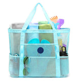 New LuLu Inspired Extra Large Beach Tote Bag - Lightweight Beach Toys Bag with Pockets & zippered interior plastic pouch to protect your phone, bills from water & sand! Blue