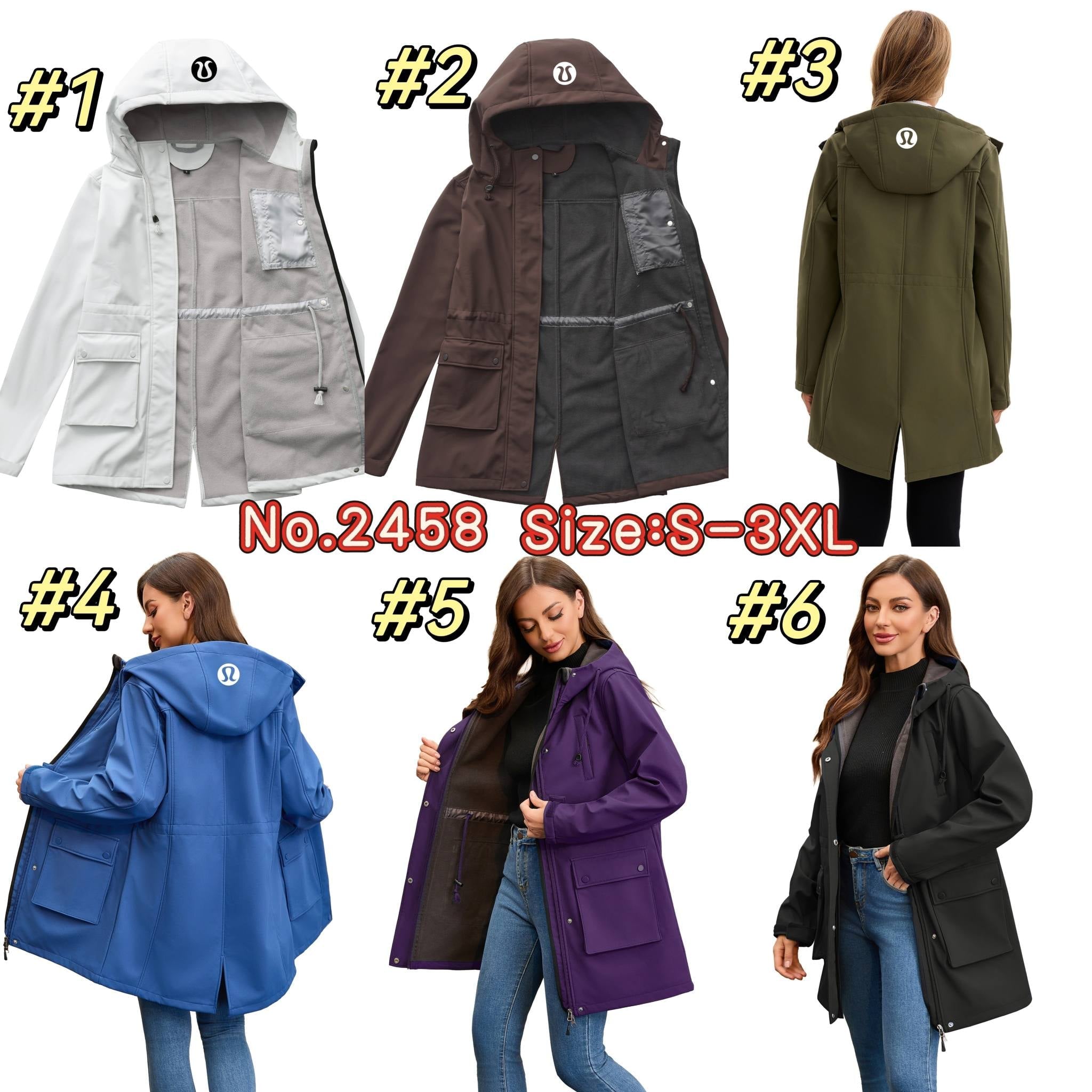 Inspired by Lulu Women's Jacket No. 245822, 6 colors, Size S-3XL, Tax Included