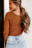 NEW Bonnie Ribbed Square Neck Bodysuit, Camel, Sz L