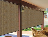 NEW Retails $380, Wayfair Coolaroo Outdoor Wand Operated Weather Resistant Roller Shade, 95% UV Protection, Walnut, 96"X96" (8 Ft X 8 Ft) Includes 1 Large 8 Foot Long Shade! Fade, Mould & Mildew Resistant