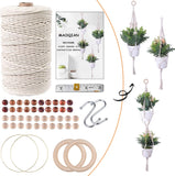 New MAOQIAN 3 in 1 Macrame Kit for Beginners, 3mm x 220yards Cotton Macrame Cord, 3 DIY Macrame Plant Hanger Kits for Adults with Instructions Macrame Supplies Best for Macrame Plant Hanger Kit