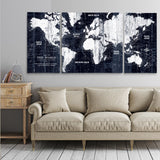 New Wayfair Old World Map - 3 Piece Wrapped Canvas Graphic Art By Greyleigh! 40" x 80" Retails $359+