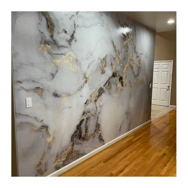 New Wayfair Everly Quinn Lemoore Peel And Stick White Marble Pattern Gold Abstract Removable Wallpaper, enough to do 150" W x 98"L (12.5 ft x 8.17 Ft) Retails $930+