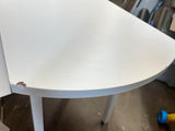 New Retails $254+ Assembled dining set Monarch Specialties, 3pcs Set, Small, 35" Drop Leaf, Kitchen, White Metal and Laminate, Grey Fabric, Contemporary, Modern, few marks from transport shown in pics!