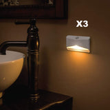 NEW Beams MB710A 15 Lumen Amber LED Sleep Friendly Wireless Battery Powered Motion Sensing Nightlight, 3-Pack, White! Retails $47+