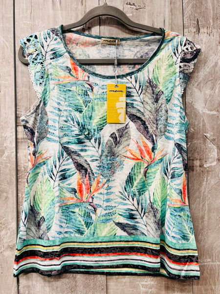 New Women's MCM T-shirt with Botanical Print, Sz L!