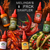 New Melinda’s Mini Hot Sauce Variety Pack - 8 Pack (2 Oz Each) - Gourmet Hot Sauce Set with Travel Friendly Mini Bottles in 8 Flavours! Great stocking stuffers