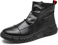 New Men's High Top Faux Leather Anti-Slip Zipper Shoes Fashion Slip-On Boots Black, Sz 47 (12) Retails $49+