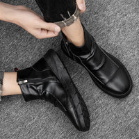 New Men's High Top Faux Leather Anti-Slip Zipper Shoes Fashion Slip-On Boots Black, Sz 47 (12) Retails $49+