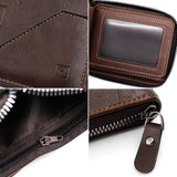 New XUZHID Wallet, Stylish Men's Short Wallet with Zippers Closure Practical PU Card Holder for Everyday Use and Business Meetings Brown