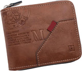 New XUZHID Wallet, Stylish Men's Short Wallet with Zippers Closure Practical PU Card Holder for Everyday Use and Business Meetings Brown
