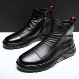 New Men's High Top Faux Leather Anti-Slip Zipper Shoes Fashion Slip-On Boots Black, Sz 47 (12) Retails $49+