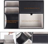 New Men's Valet Tray, Jewelry Box Nightstand Organizer with 5 Compartments for Phone Keys Wallet Watch Glasses