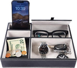 New Men's Valet Tray, Jewelry Box Nightstand Organizer with 5 Compartments for Phone Keys Wallet Watch Glasses