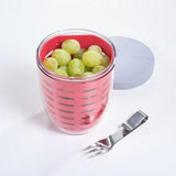 NEW Retails $46, Mepal Fruit and Veggie Pot Ellipse - Vivid Mauve! For taking your fruits &amp; veggies on the go! Removable built-in draining basket, stainless fork, dishwasher safe!