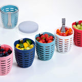 NEW Retails $46, Mepal Fruit and Veggie Pot Ellipse - Vivid Mauve! For taking your fruits &amp; veggies on the go! Removable built-in draining basket, stainless fork, dishwasher safe!