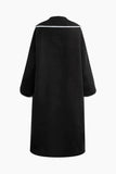 New with tags! Women's Contrast Trim Button Up Long Coat by MICAS, Black, Sz L! Retails $75+