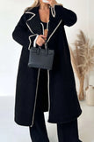 New with tags! Women's Contrast Trim Button Up Long Coat by MICAS, Black, Sz L! Retails $75+