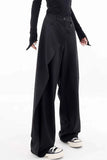 NEW Micas Draped Wrap Straight Leg Suit Pants, Black, Sz M
