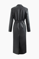 New with tags! Micas Women's Ultra Soft great quality Faux Leather Notched Lapel Belted Trench Coat, Black, Sz L Retails $85US+