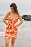 New Retails $50US+ Micas Abstract Print Knot V-Neck Mini Dress Sz M