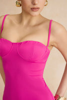 New Micas Basic Solid Slip Maxi Dress in Raspberry Sz M Retails $70+