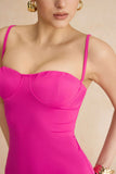 New Micas Basic Solid Slip Maxi Dress in Raspberry Sz M Retails $70+