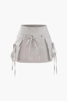 New with tags! Micas Low Rise Tie Cargo Mini Skirt in Light Grey Sz XS